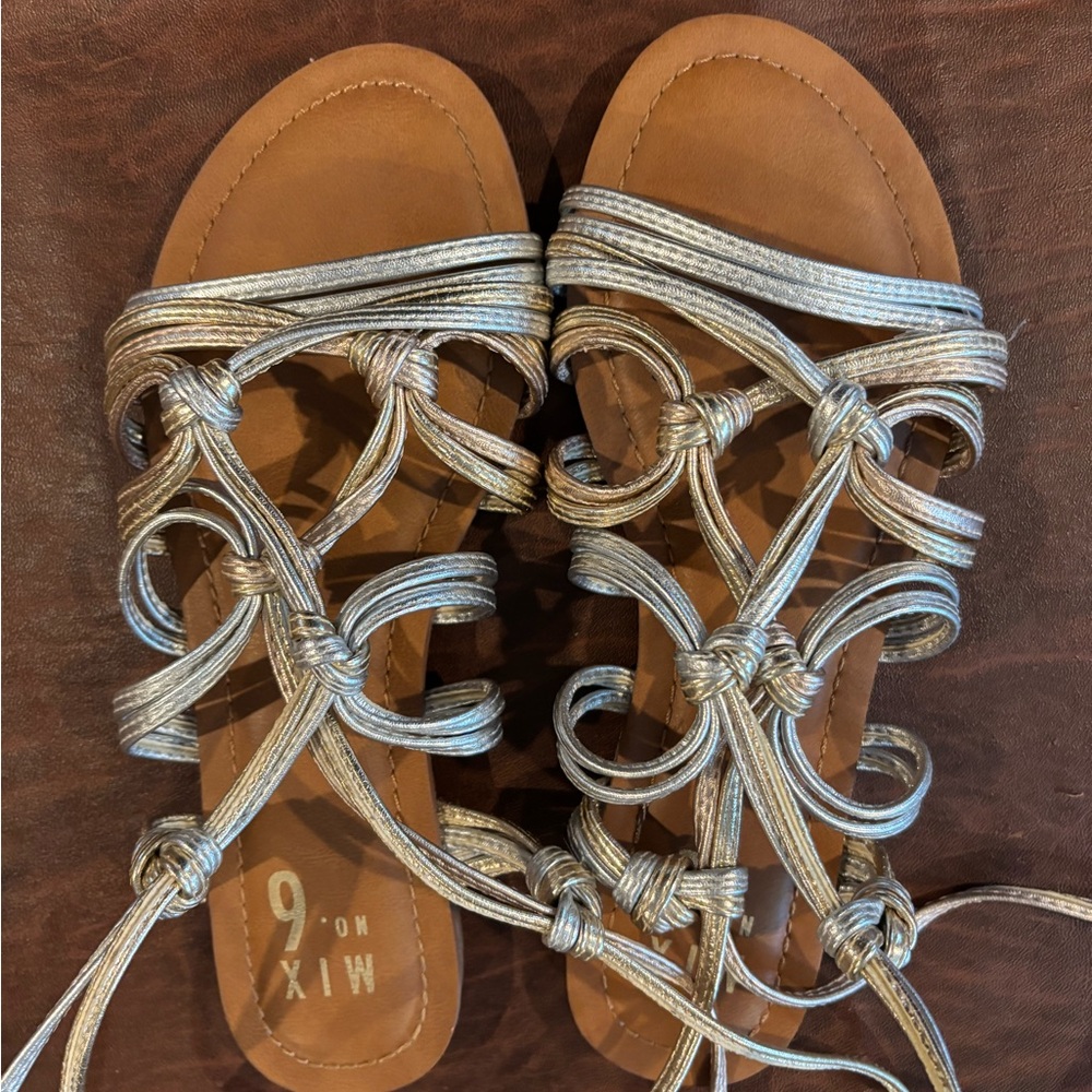 Mix No. 6 Silver & Gold Sandals with Elegant Strap Design